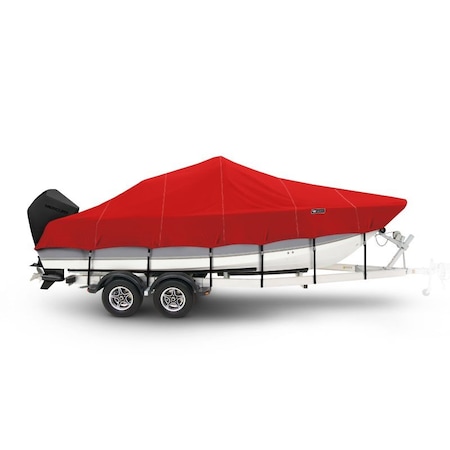 Eevelle Boat Cover V HULL FISHING Center Console, Low or No Bow Rails w/ Outboard 22ft 6in L 102in W Red SFVCC22102B-RED